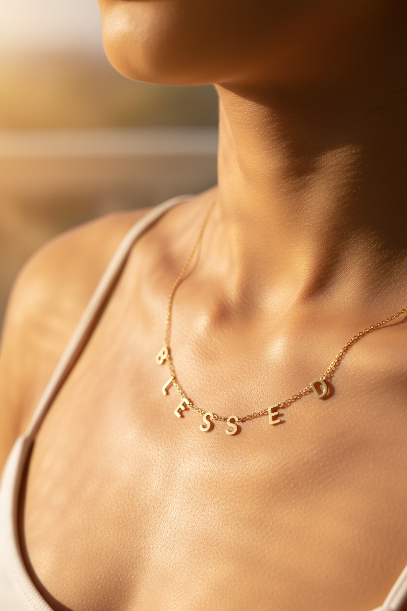 BLESSED necklace gold plated